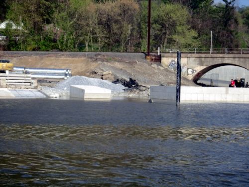 Levee wall built to protect the ramps at the mouth of the Pequea Creek