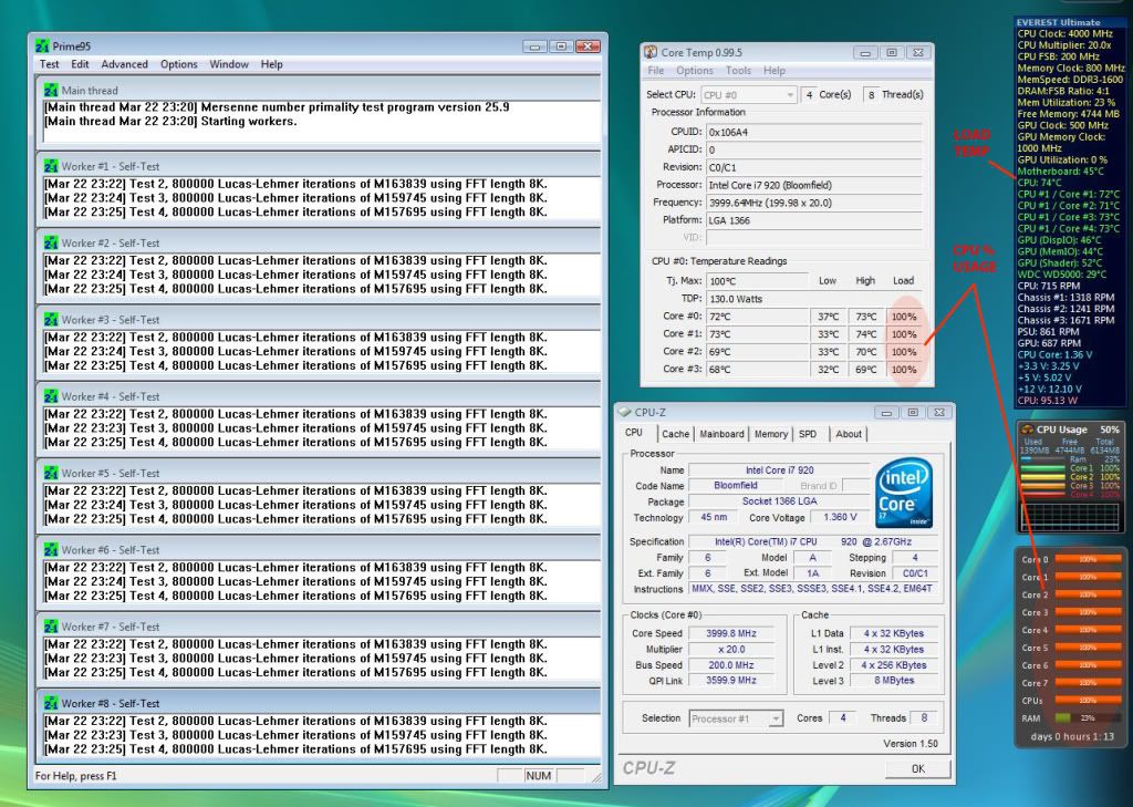 OCCT with HT OFF: average CPU load is 51% and load Temp is 64°c. It ultilizes 1% more than IntelBurnTest but the load temp is lower, 3°c less.