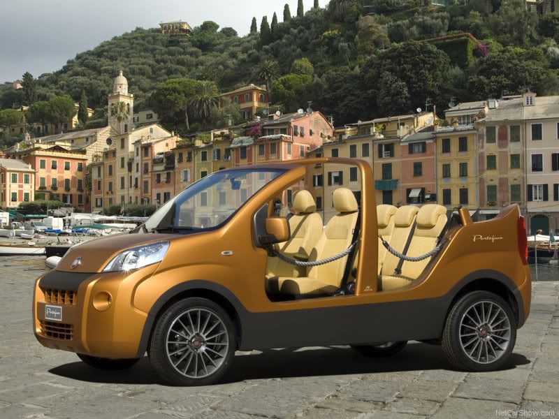 The Fiat Portofino is a contemporary twist on the legendary beach buggy, the open-topped cars that were built onto some small Fiat models by a few 