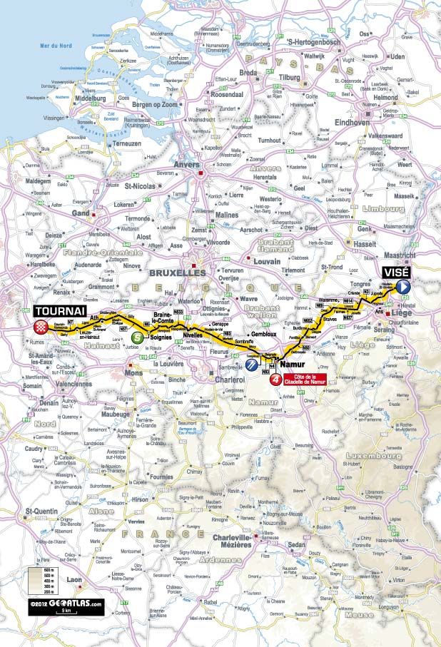 The route Vis&eacute; Tournai - 207.5 km
