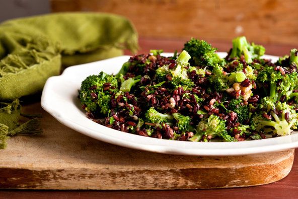 Warm Wild Rice Broccoli and Walnut Salad