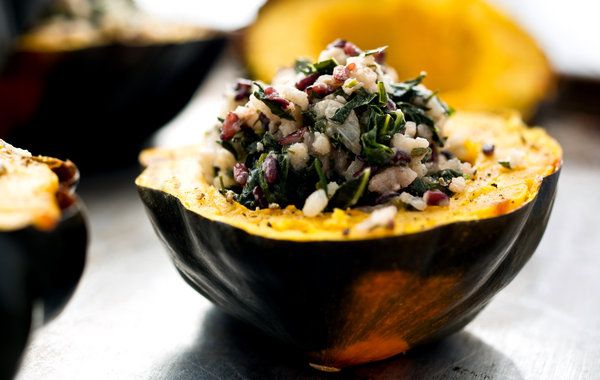 Baked Acorn Squash with Wild Rice