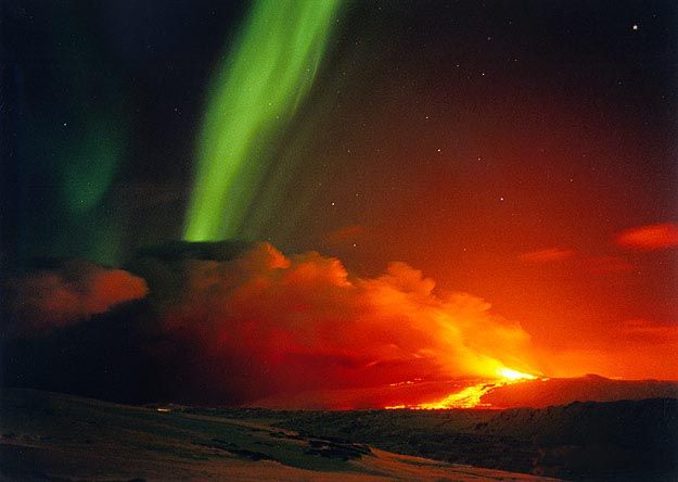 Iceland Volcano Aurora Borealis