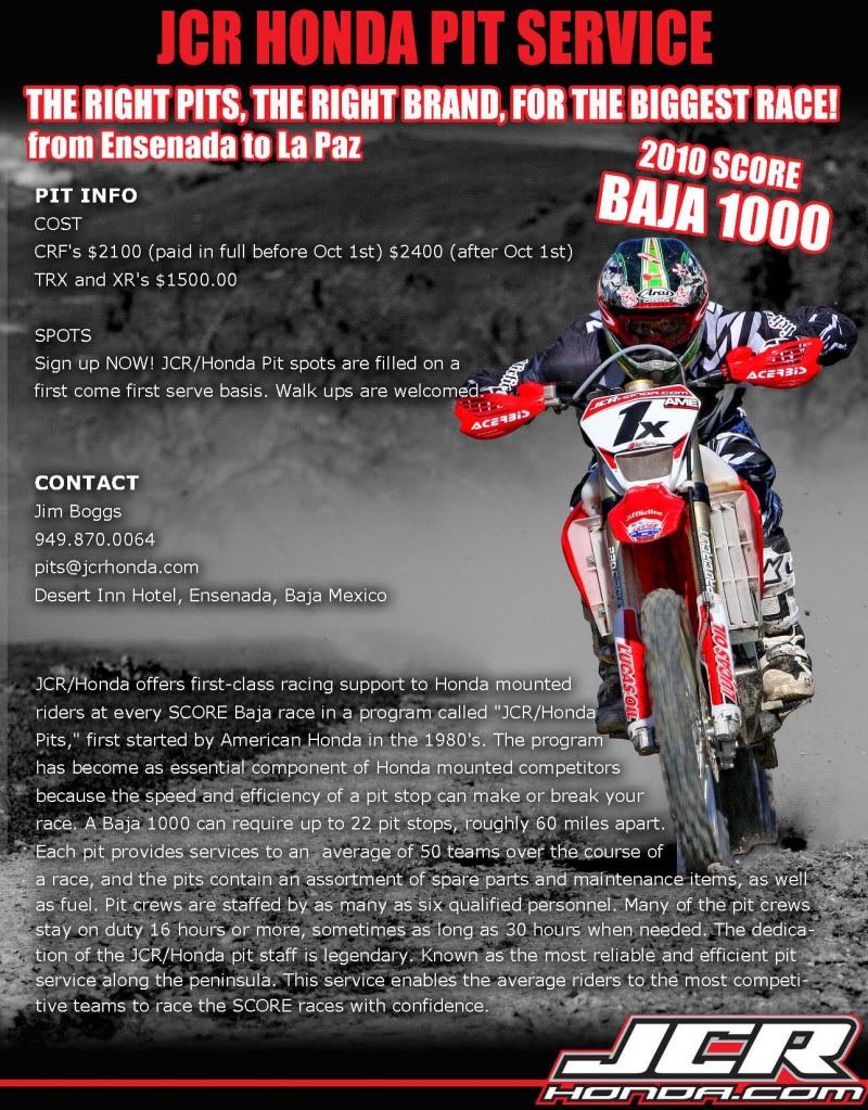 2010 JCR Honda Baja 1000 Pit Flyer