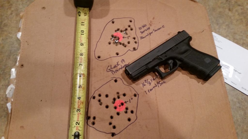 What is your average group size when shooting handgun plinking ammo at