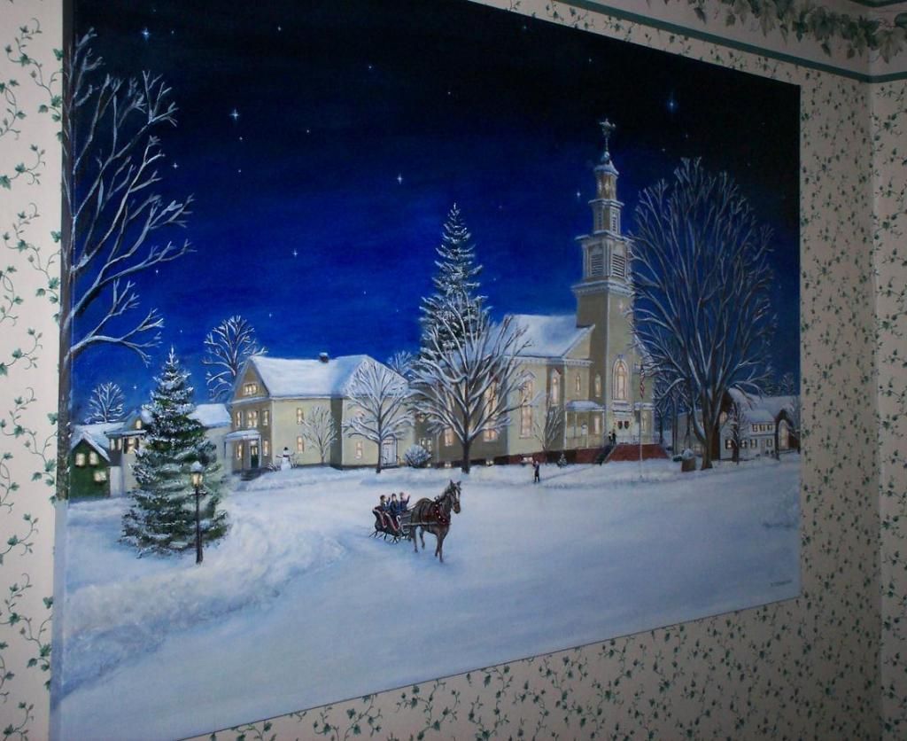 Old Yellow Meetinghouse Dracut, Mass. sideview painting