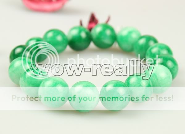 HANDMADE 12MM GREEN JADE BEADS STRETCHY BRACELET #1493  