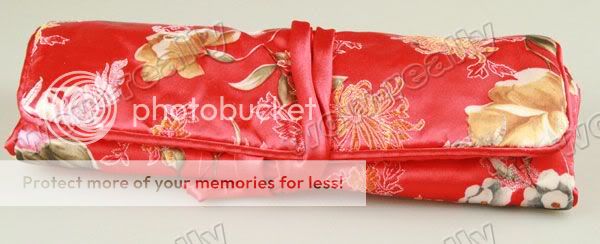 PRETTY RED JACQUARD JEWELRY ROLL BAG #2313  