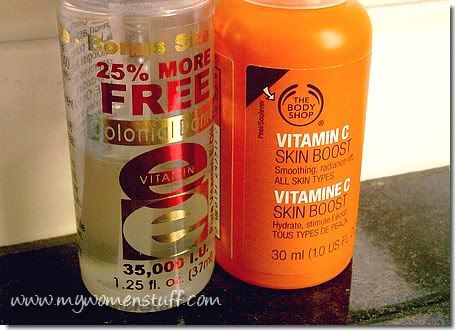 Colonial Dames Vitamin E Oil and The Body Shop Vitamin C Skin Boost